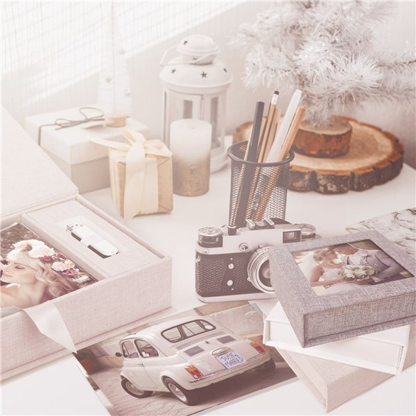 ZEP Box USB Lodi D     23x12,5x5 scatola lino per foto/USB BY546D