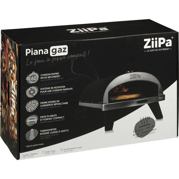 ZiiPa Piana forno a gas per pizza, colore carbone