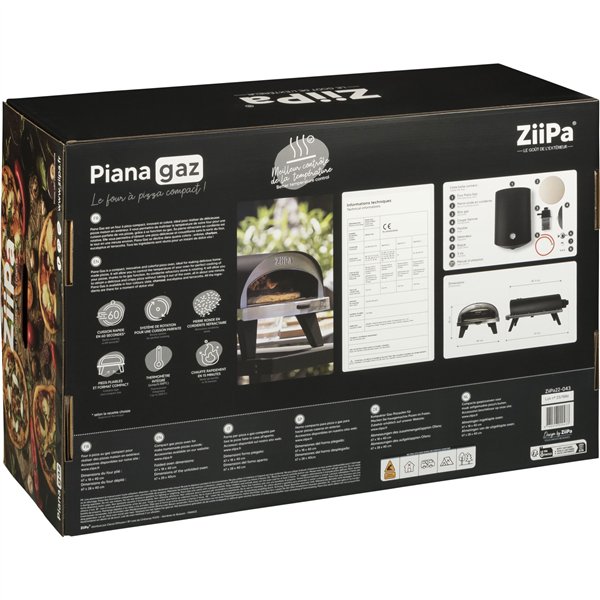 ZiiPa Piana forno a gas per pizza, colore carbone