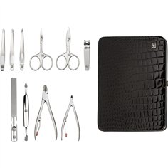 Zwilling set manicure pedicure 10 pz., pelle, nero