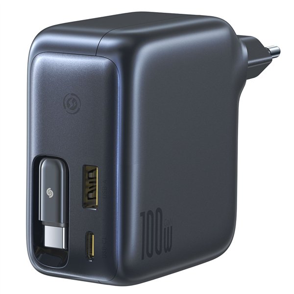 Baseus EnerCore CJ11 Charger Retractable 2C+U 100W EU Black