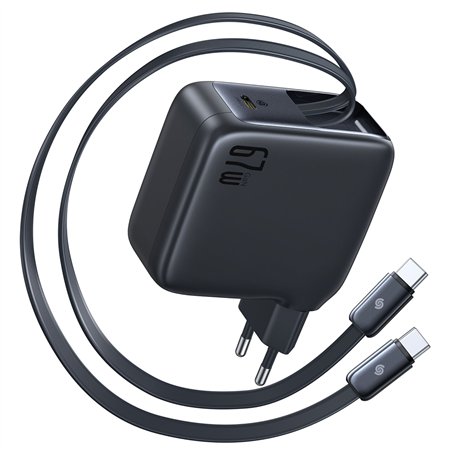 Baseus EnerCore CJ21 Charger Retractable 3C 67W EU Black