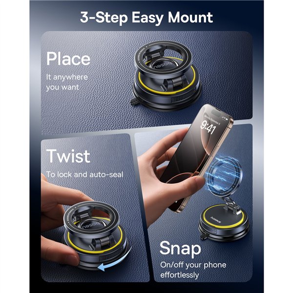 Baseus VC2 Flex Magnetic Car Mount Suction Cup Black