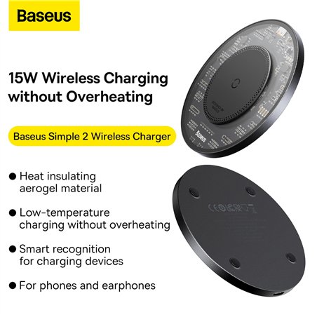 Baseus Simple 2 Wireless Charger 15W Cluster Black