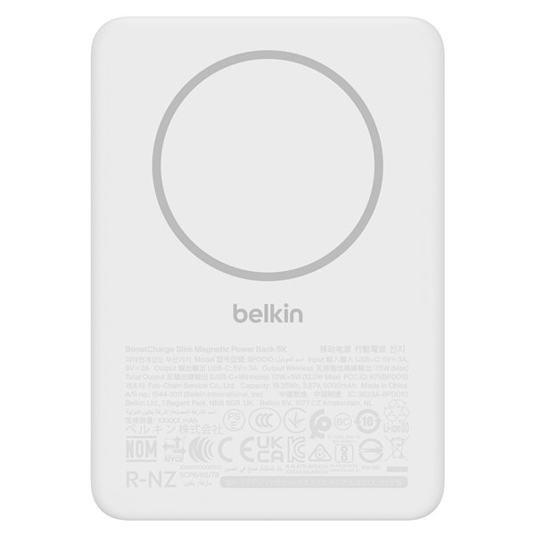 Belkin BoostCharge Slim 5000mAh mag.Powerb. 7,5W weiß BPD010hqWH