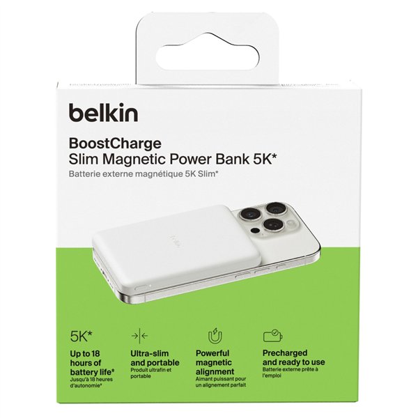 Belkin BoostCharge Slim 5000mAh mag.Powerb. 7,5W weiß BPD010hqWH