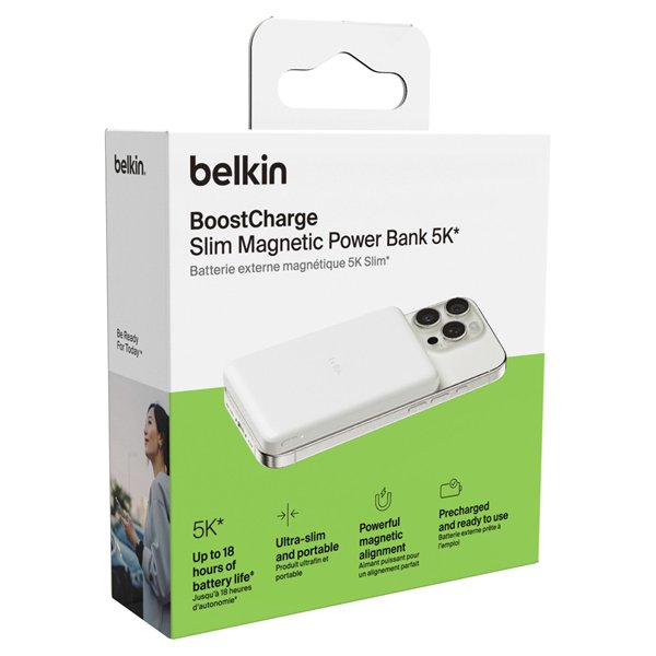 Belkin BoostCharge Slim 5000mAh mag.Powerb. 7,5W weiß BPD010hqWH
