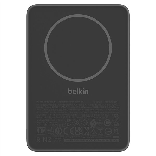 Belkin BoostCharge Slim 5000mAh mag.Powerb. 7,5W schw.BPD010hqBK
