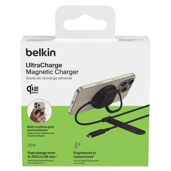 Belkin UltraCharge Ladepad Qi2 25W m.Standfuß schw. WIA013hqBK