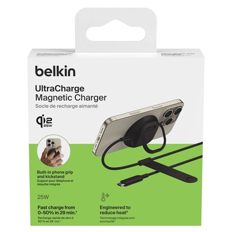 Belkin UltraCharge Ladepad Qi2 25W m.Standfuß schw. WIA013hqBK