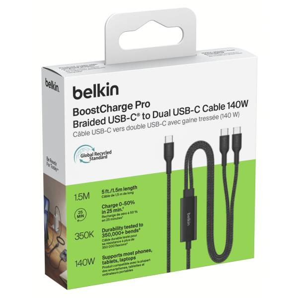 Belkin BOOSTCHARGE Pro 140W 1,5m USB-C Kabel schw. CAC004hq1.5MBK