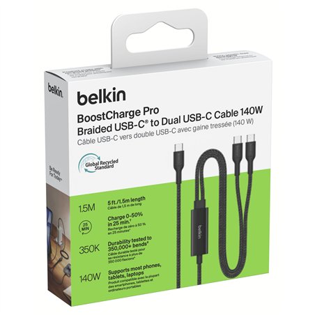 Belkin BOOSTCHARGE Pro 140W 1,5m USB-C Kabel schw. CAC004hq1.5MBK
