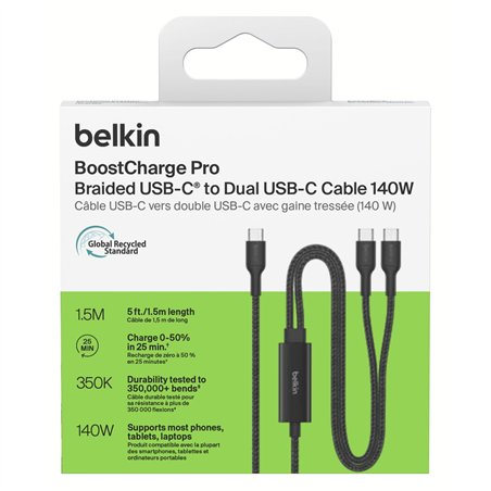 Belkin BOOSTCHARGE Pro 140W 1,5m USB-C Kabel schw. CAC004hq1.5MBK