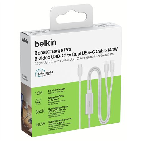 Belkin BOOSTCHARGE Pro 140W 1,5m USB-C Kabel weiß  CAC004hq1.5MWH