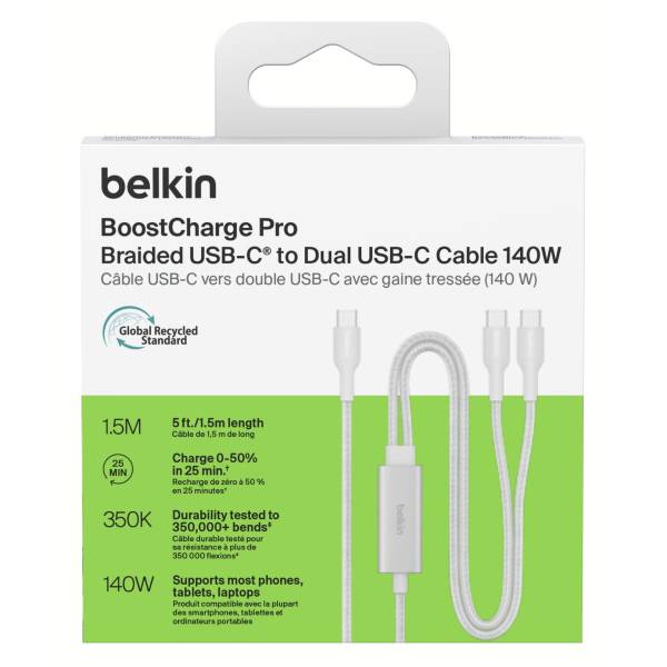Belkin BOOSTCHARGE Pro 140W 1,5m USB-C Kabel weiß  CAC004hq1.5MWH