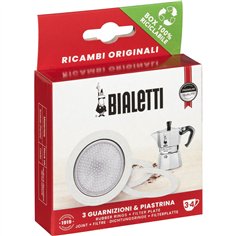 Bialetti Ricambi 3 Ersatz- dichtungen +1 Filter 3-4 Tassen