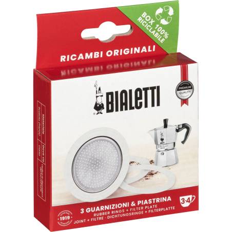 Bialetti Ricambi 3 Ersatz- dichtungen +1 Filter 3-4 Tassen