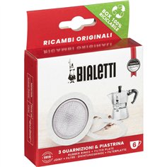 Bialetti Ricambi 3 Ersatz- dichtungen +1 Filter 6 Tassen