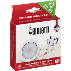Bialetti Ricambi 3 Ersatz- dichtungen +1 Filter 1 Tasse