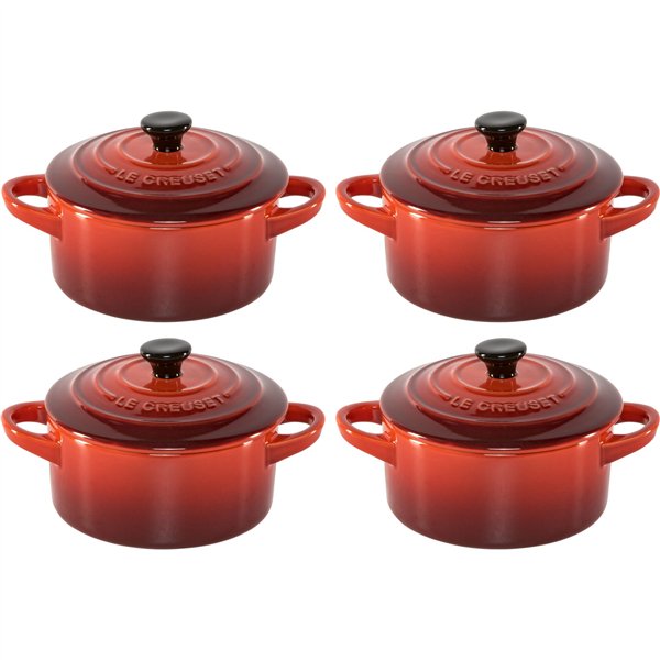 Le Creuset Stoneware Set of 4 petite Casseroles 10x5cm volcan.