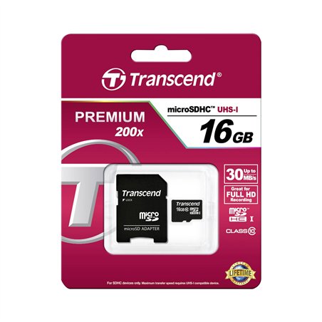 Transcend microSDHC 16GB Class 10 + Adattatore SD