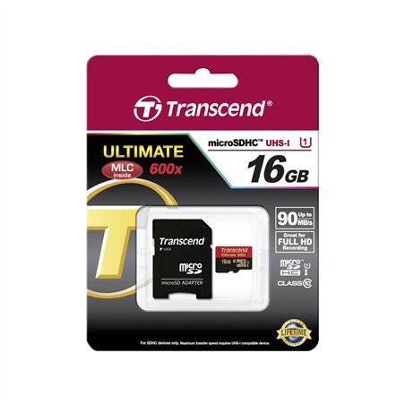 Transcend microSDHC 16GB Class 10 UHS-I MLC 600x + Adattat.SD