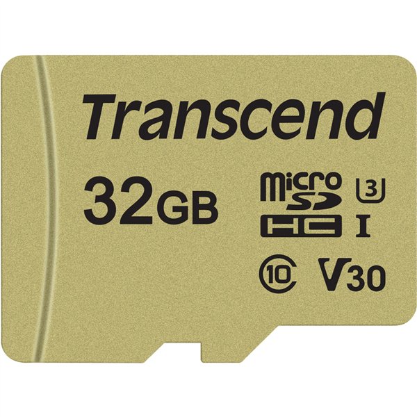 Transcend microSDHC 500S    32GB Class 10 UHS-I U3 V30 + adatt.