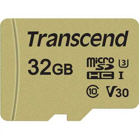 Transcend microSDHC 500S    32GB Class 10 UHS-I U3 V30 + adatt.