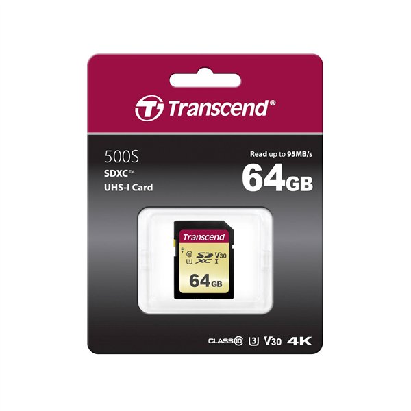 Transcend SDXC 500S         64GB Class 10 UHS-I U3 V30