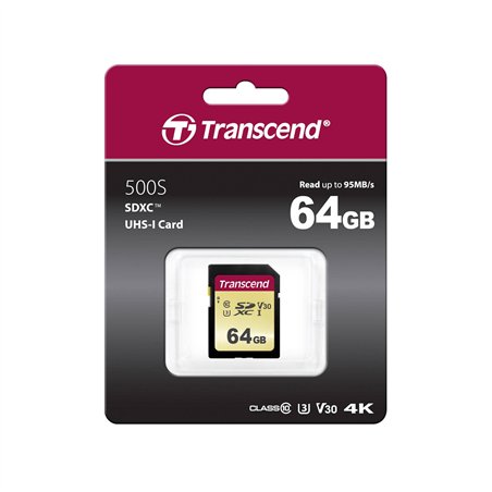 Transcend SDXC 500S         64GB Class 10 UHS-I U3 V30