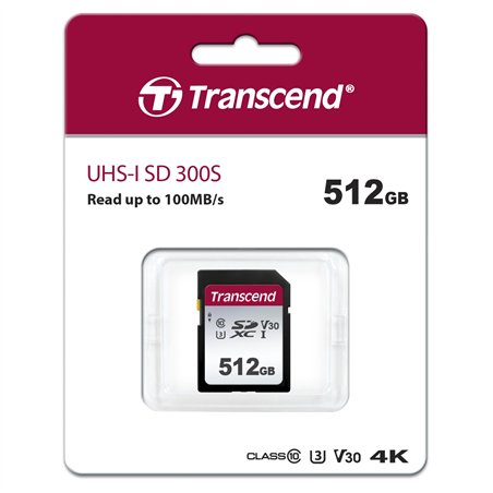 Transcend SDXC 300S        512GB Class 10 UHS-I U3 V30