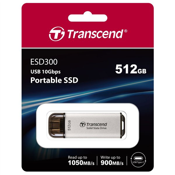 Transcend SSD ESD300S      512GB USB-C argento