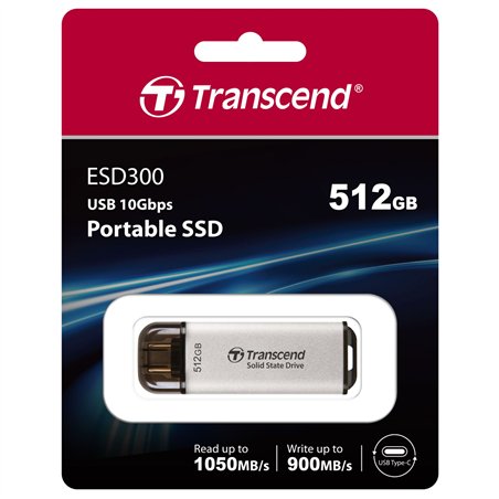 Transcend SSD ESD300S      512GB USB-C argento