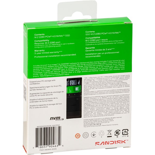 Western Digital Green SSD  500GB M.2 2280 PCI 4.0 SN3000