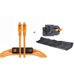 Tether Tools LeverLock&Cable Set Optima 10G diritta arancio 4,6m