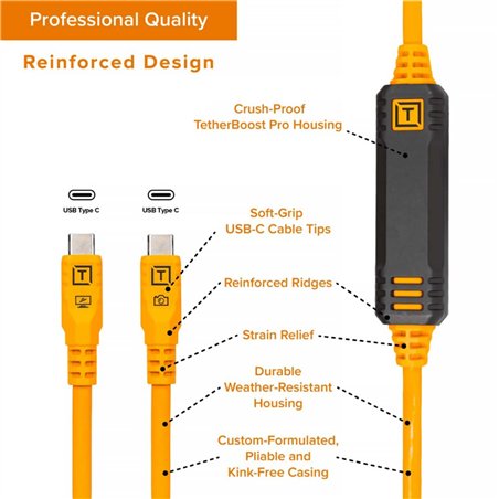 Tether Tools LeverLock&Cable Set Optima 10G diritta arancio 4,6m