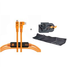 Tether Tools LeverLock&Cable Set Optima 10G destro arancione 4,6m