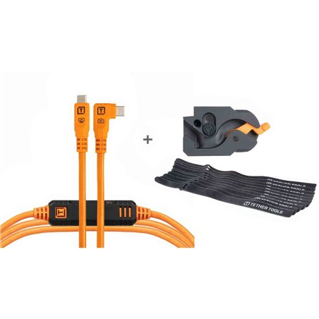 Tether Tools LeverLock&Cable Set Optima 10G destro arancione 4,6m
