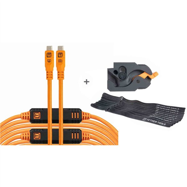 Tether Tools LeverLock&Cable Set Optima 10G diritta arancio 9,2m