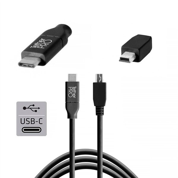 Tether Tools USB-C a 2.0 Mini B 5 Pin 4,60m nero