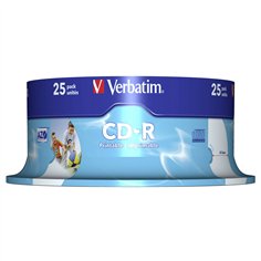 1x25 Verbatim CD-R 80 / 700MB 52x Speed, Data Life plus print. 2