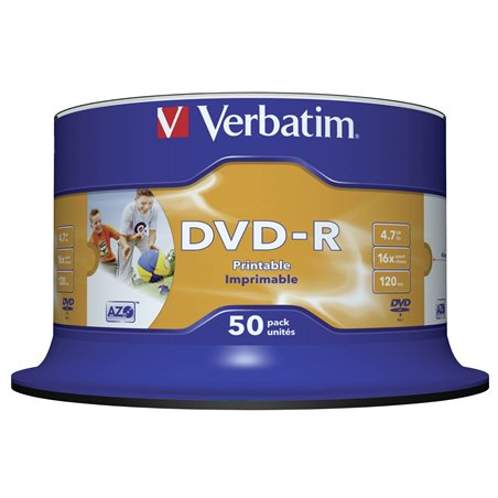1x50 Verbatim DVD-R 4,7GB 16x Speed, foto  printable
