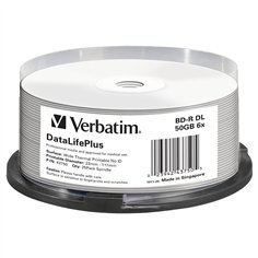 1x25 Verbatim BD-R Blu-Ray 50GB 6x Speed thermal printable CB
