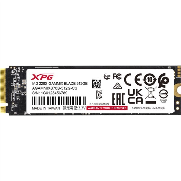 ADATA-XPG SSD PCIe Gen 4x4 512GB GAMMIX S70 BLADE R/W 7200/2600