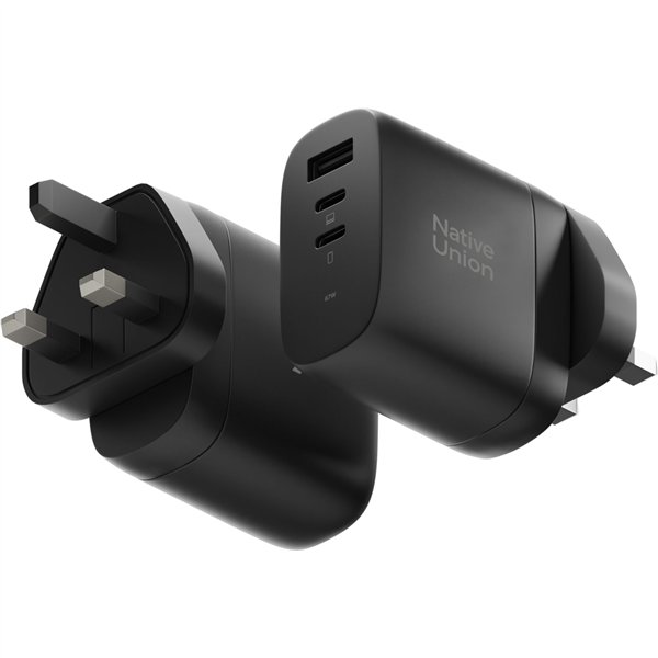 Native Union 67W USB-C PD 3-Port Fast GaN Wall Charger Black