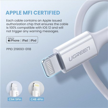 2x1 UGREEN Lightning a tipo C cavo