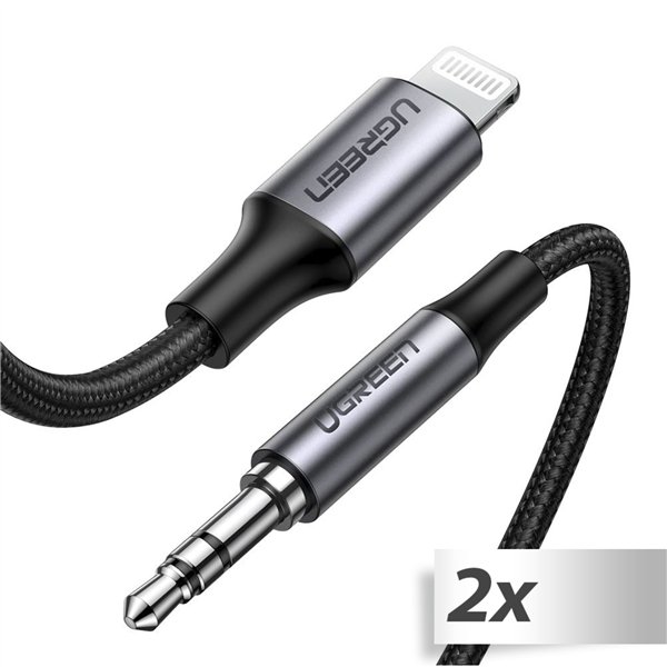 2x1 UGREEN Lightning a 3.5mm adatt. cavo 1m