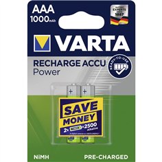 1x2 Varta Rechargeable Accu AAA Ready2Use NiMH 1000 mAh Micro