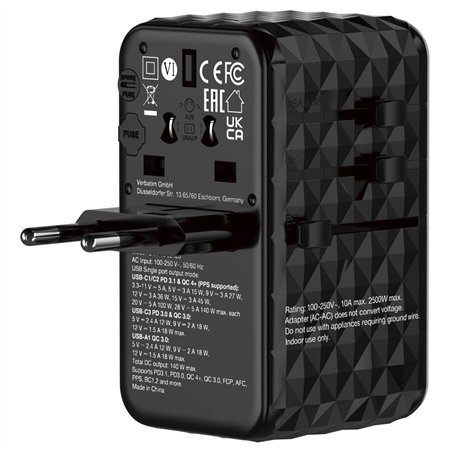 Verbatim GaN III adattatore da viaggio univer.140W UTA-10 32125