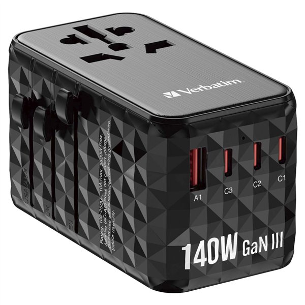 Verbatim GaN III adattatore da viaggio univer.140W UTA-10 32125